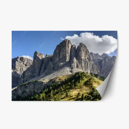Pegatina reposicionable cumbres rocosas y pradera alpina – Pixers®