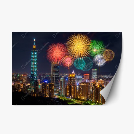 Pegatina reposicionable celebración nocturna en Taipei – Pixers®