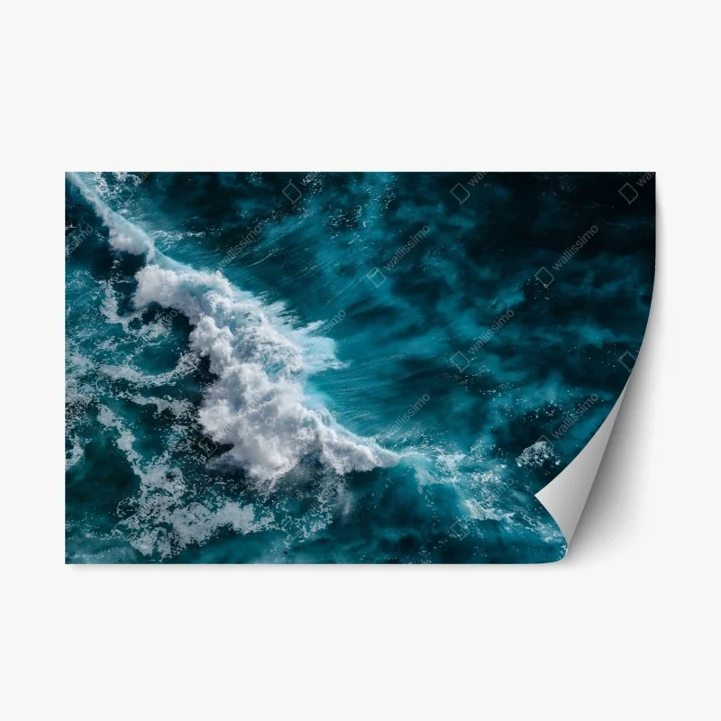 Pegatina reposicionable olas turquesa desde el aire