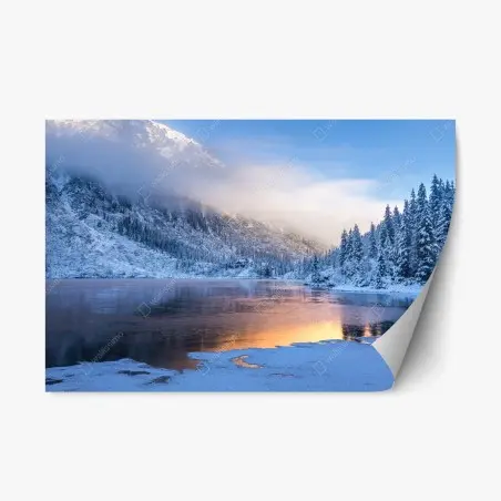 Pegatina reposicionable amanecer invernal en High Tatras, Polonia – Pixers®