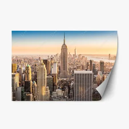 Pegatina reposicionable panorama urbano de Nueva York al atardecer – Pixers®