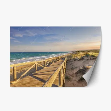 Pegatina reposicionable pasarela de madera hacia la playa de Guardamar – Pixers®
