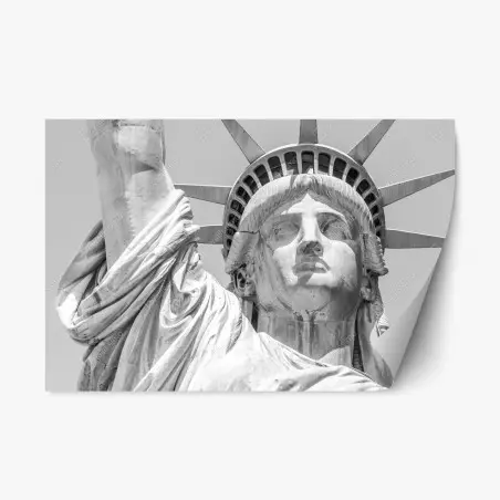 Pegatina reposicionable detalle en blanco y negro de la Estatua de la Libertad – Pixers®