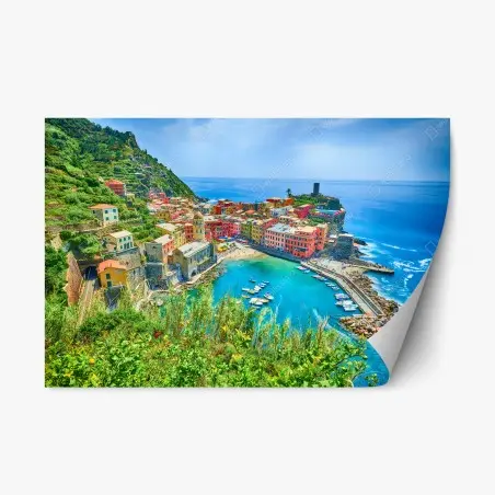 Pegatina reposicionable vistas de Vernazza, Italia: costa de casas de colores – Pixers®