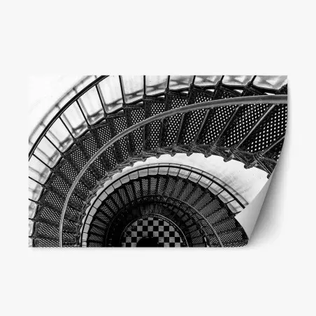 Pegatina reposicionable espiral arquitectónica en blanco y negro – Pixers®