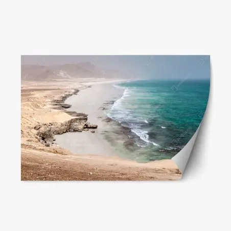 Pegatina reposicionable paisaje costero desértico en tonos turquesa – Pixers®