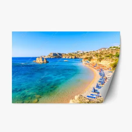 Pegatina reposicionable vista panorámica de la bahía de Ammopi, Karpathos, Grecia – Pixers®