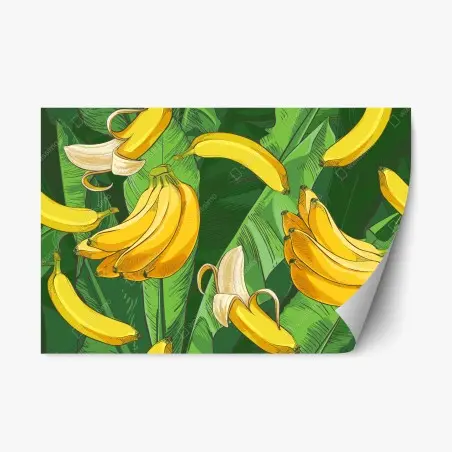 Pegatina reposicionable diseño tropical de plátanos y hojas verdes – Pixers®