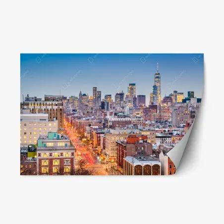 Pegatina reposicionable panorama urbano de Nueva York al atardecer – Pixers®