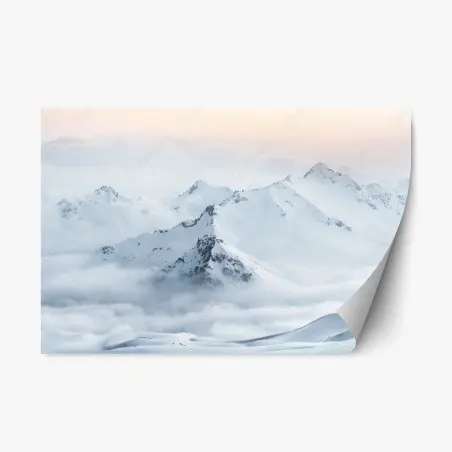 Pegatina reposicionable amanecer sobre picos nevados del Cáucaso – Pixers®