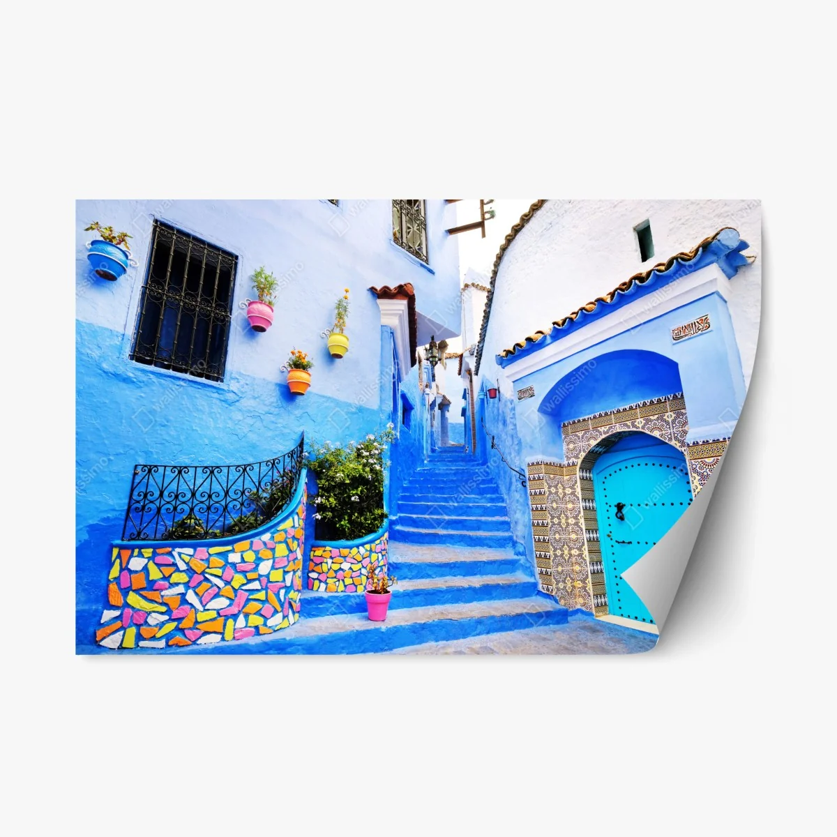 Pegatina reposicionable rincón azul de Chefchaouen – Pixers® Pegatina reposicionable rincón azul de Chefchaouen – Pixers®