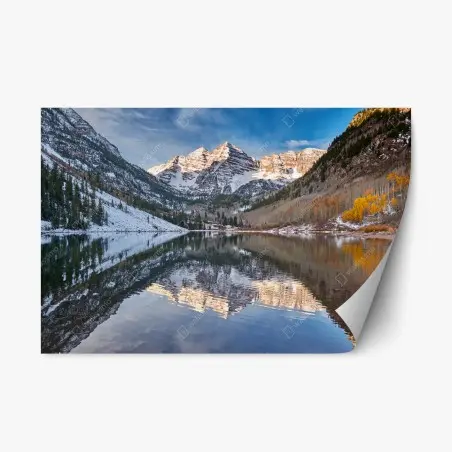 Pegatina reposicionable reflejos de montaña al amanecer – Pixers®