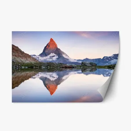 Pegatina reposicionable amanecer sobre Matterhorn con reflejo perfecto – Pixers®