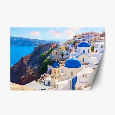 Pegatina reposicionable amanecer en Oia, Santorini – Pixers®