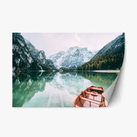 Pegatina reposicionable reflejos serenos en el lago de Braies, Dolomitas – Pixers®