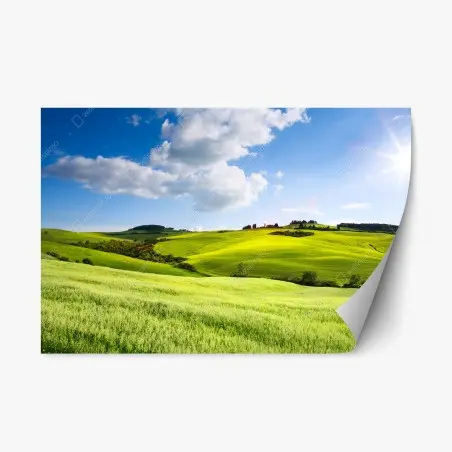 Pegatina reposicionable paisaje ondulado de la Toscana al atardecer – Pixers®