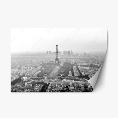Pegatina reposicionable panorama en blanco y negro de la Torre Eiffel en París – Pixers®