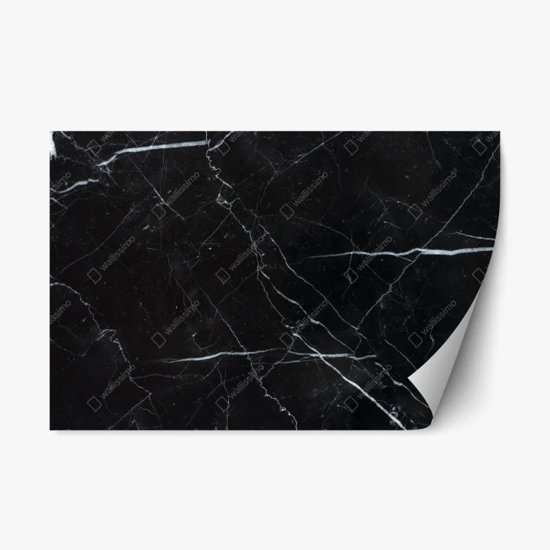 Pegatina reposicionable textura de mármol marquina negro con vetas blancas