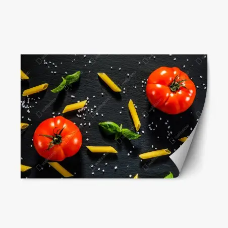 Pegatina reposicionable composición mediterránea de tomate y pasta – Pixers®