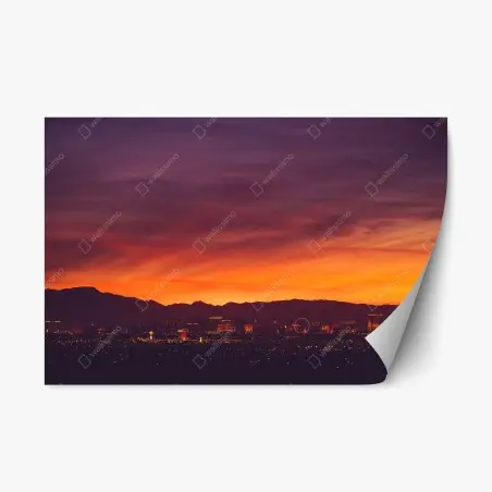 Pegatina reposicionable atardecer sobre Las Vegas en tonos vibrantes – Pixers®