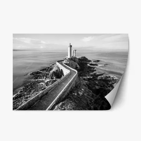 Pegatina reposicionable camino hacia el faro en la costa rocosa – Pixers®