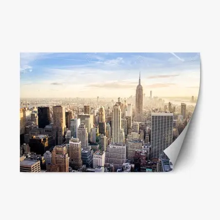 Pegatina reposicionable amanecer sobre Nueva York: horizonte urbano icónico – Pixers®