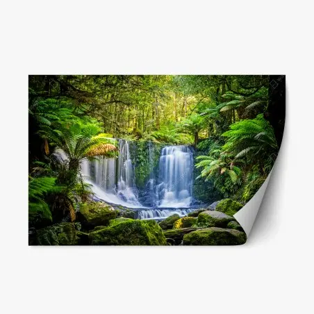 Pegatina reposicionable escena de cascada junto a Horseshoe Falls en Mt Field National Park, Tasmania – Pixers®