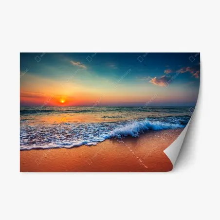 Pegatina reposicionable amanecer sereno sobre el mar – Pixers®