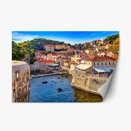 Pegatina reposicionable panorama de las murallas históricas de Dubrovnik, Croacia – Pixers®