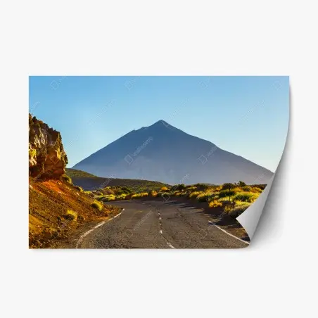 Pegatina reposicionable ruta hacia la cumbre volcánica al atardecer – Pixers®