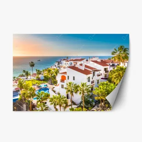 Pegatina reposicionable vistas costeras de Puerto de Santiago, Tenerife – Pixers®