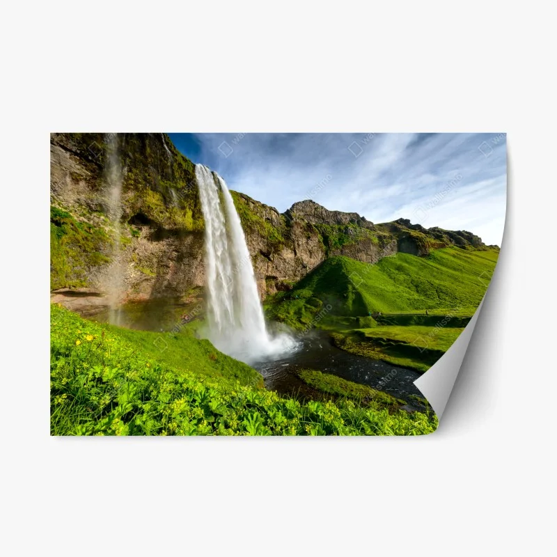 Pegatina reposicionable amanecer en Seljalandsfoss