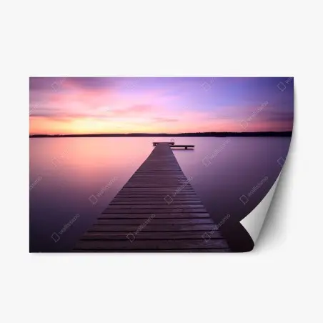 Pegatina reposicionable muelle al amanecer en tonos pastel – Pixers®