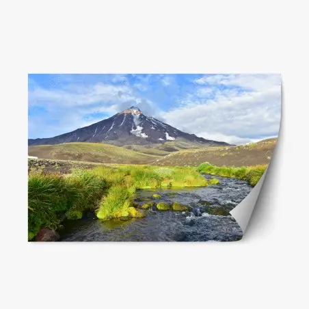 Pegatina reposicionable panorámica del volcán Koryaksky – Pixers®