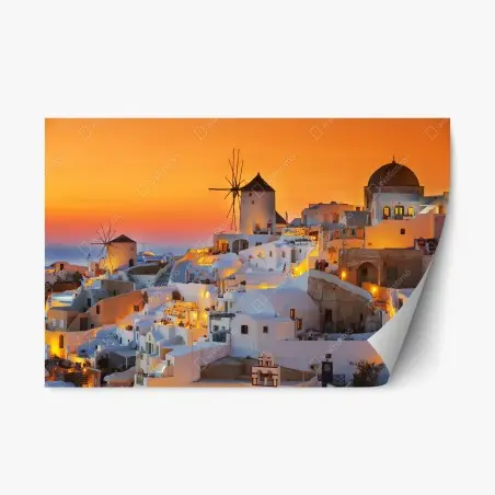 Pegatina reposicionable magia del atardecer en Oia, Santorini – Pixers®