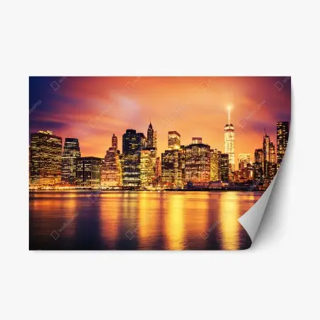 Pegatina reposicionable atmósfera dorada de Manhattan al atardecer – Pixers®