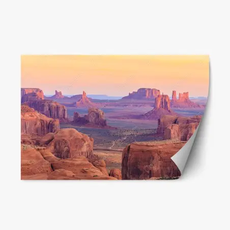 Pegatina reposicionable amanecer sobre mesas rojizas del desierto – Pixers®
