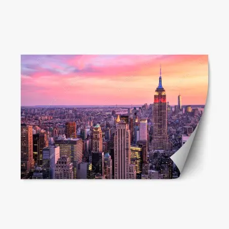 Pegatina reposicionable puesta de sol sobre el Empire State en Nueva York – Pixers®
