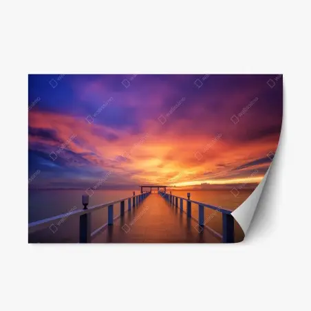 Pegatina reposicionable muelle al atardecer en isla paradisíaca – Pixers®