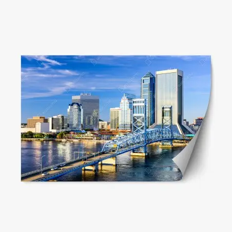 Pegatina reposicionable panorama urbano de Jacksonville junto al río St. Johns – Pixers®