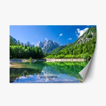 Pegatina reposicionable reflejo sereno en lago de montaña – Pixers®