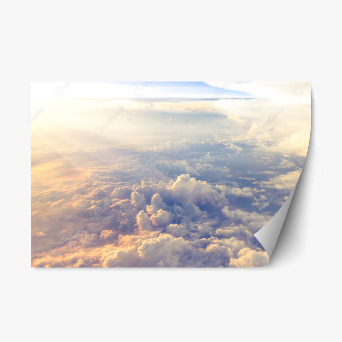 Pegatina reposicionable amanecer entre nubes vista aérea serena – Pixers®