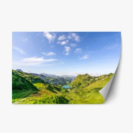 Pegatina reposicionable vistas alpinas del lago escondido – Pixers®