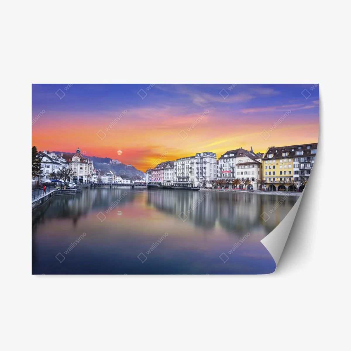 Pegatina reposicionable puesta de sol en Lucerna sobre el río Reuss – Pixers® Pegatina reposicionable puesta de sol en Lucerna sobre el río Reuss – Pixers®