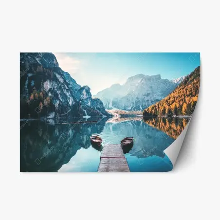 Pegatina reposicionable amanecer en Braies, Dolomitas – Pixers®