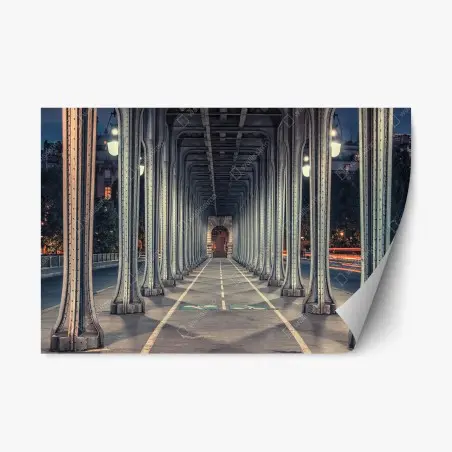 Pegatina reposicionable simetría nocturna bajo puente metálico – Pixers®