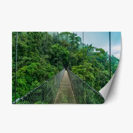 Pegatina reposicionable pasarela colgante sobre la selva tropical – Pixers®