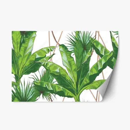 Pegatina reposicionable follaje tropical vibrante en tonos verdes – Pixers®