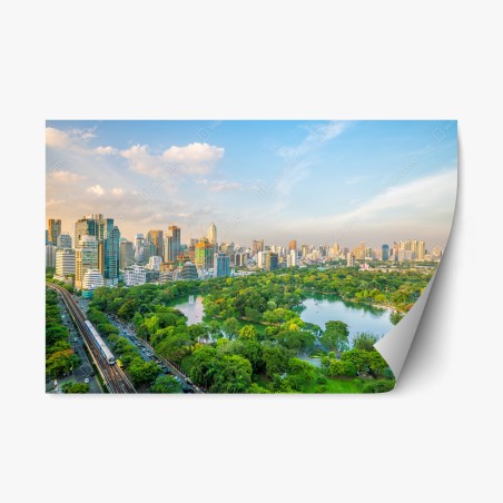 Pegatina reposicionable panorama urbano con Lumpini en Bangkok – Pixers®