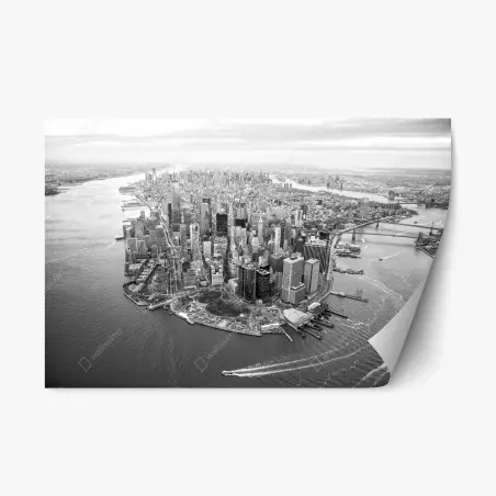 Pegatina reposicionable atardecer aéreo en Manhattan – Pixers®